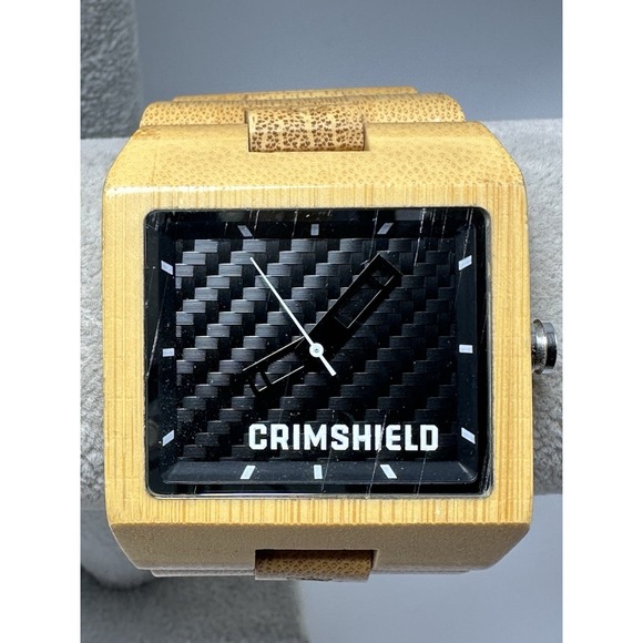 Crimshield Mens Referral Wooden‎ Watch New Battery 45MM 7.5